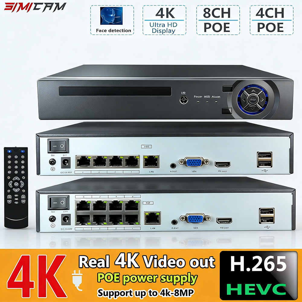 Home Security Nvr - 4K 10CH NVR 4/8Port POE For