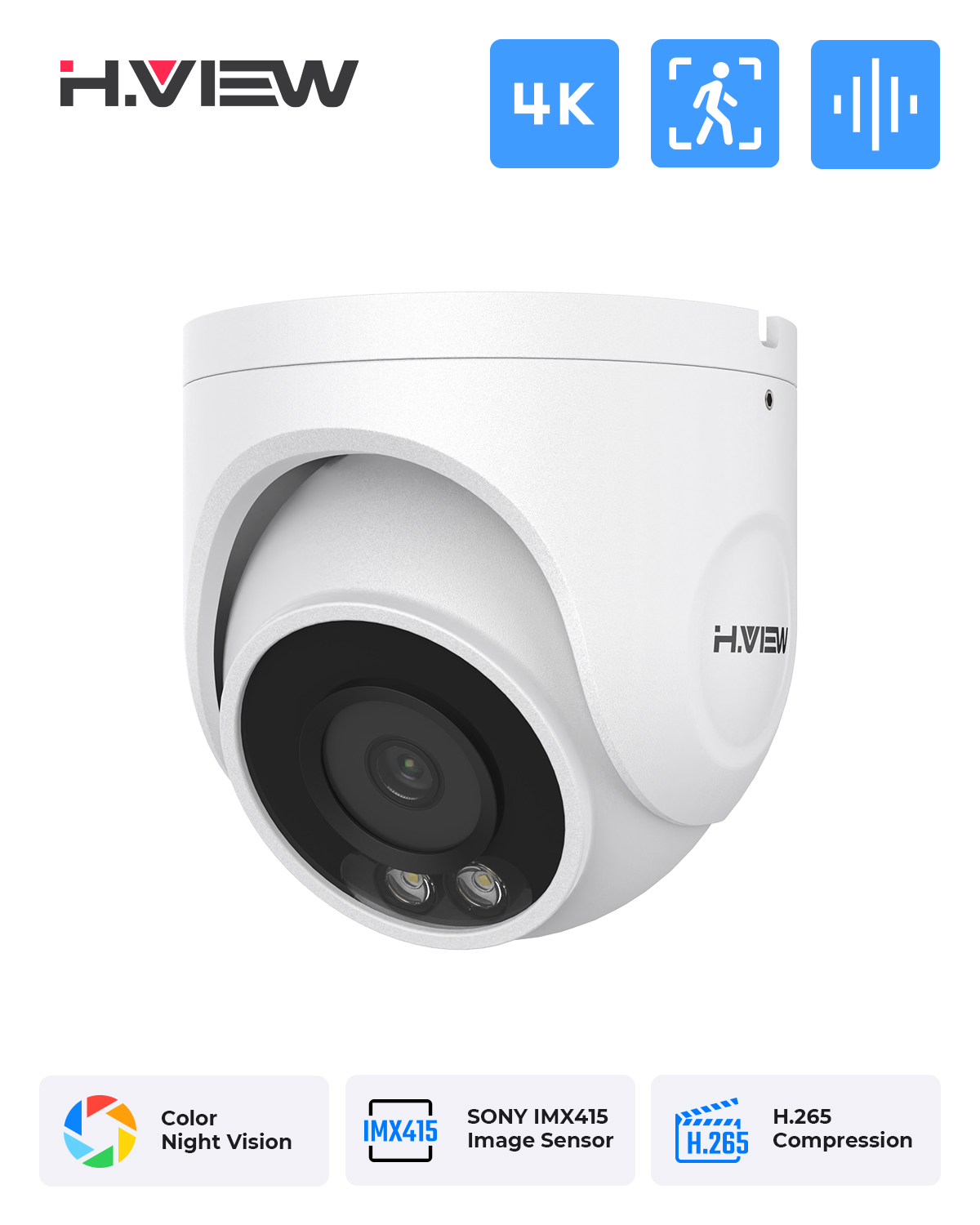 Home Security Nvr - H.VIEW Full Color Night Vision 4K