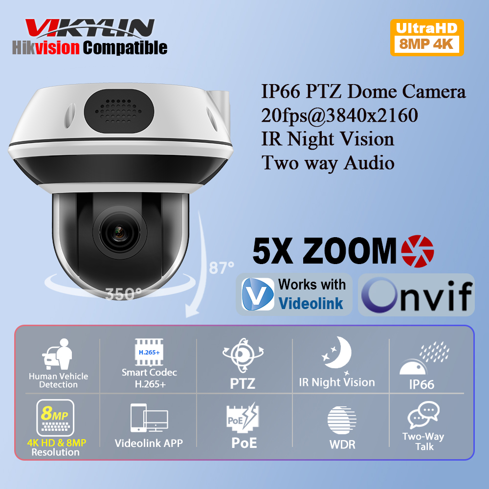 Vikylin 8MP Dome PTZ 5X Zoom I - Home Security Online avis et prix