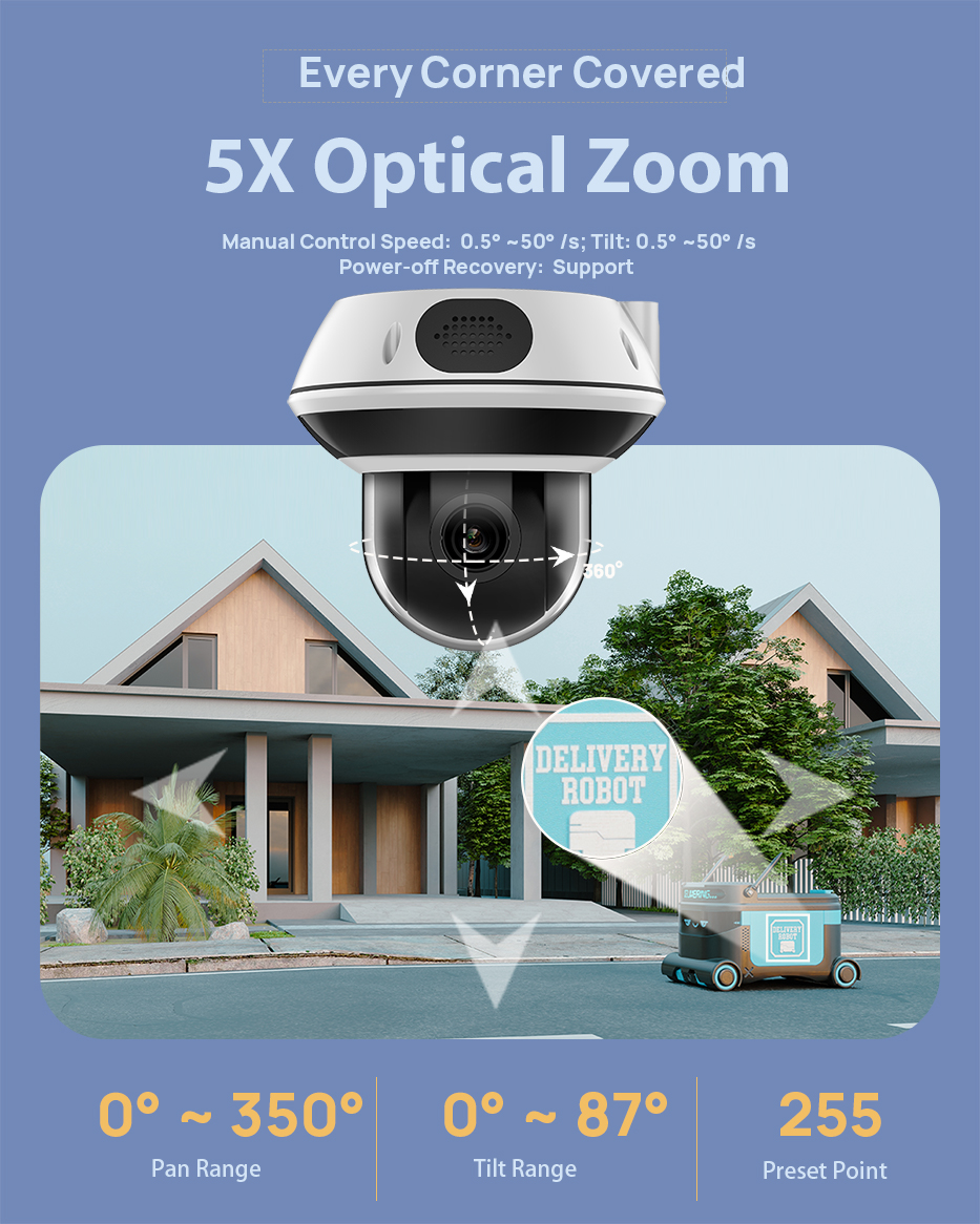 Vikylin 8MP Dome PTZ 5X Zoom I - Home Security Online avis et prix