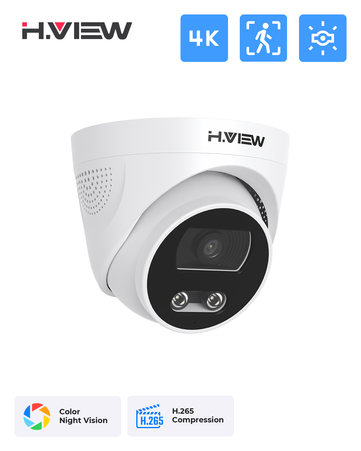 H.View 8Mp Poe Ip Camera Ai Fa - Home Security Nvr avis et prix