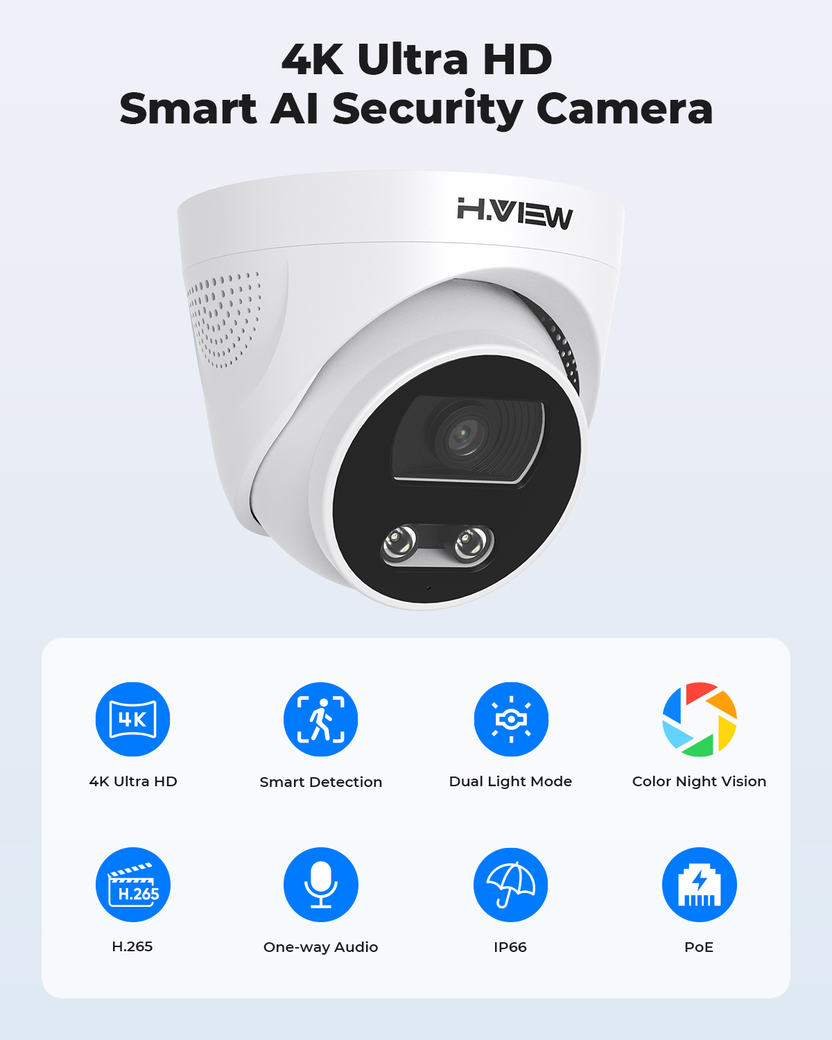 H.View 8Mp Poe Ip Camera Ai Fa - Home Security Nvr avis et prix