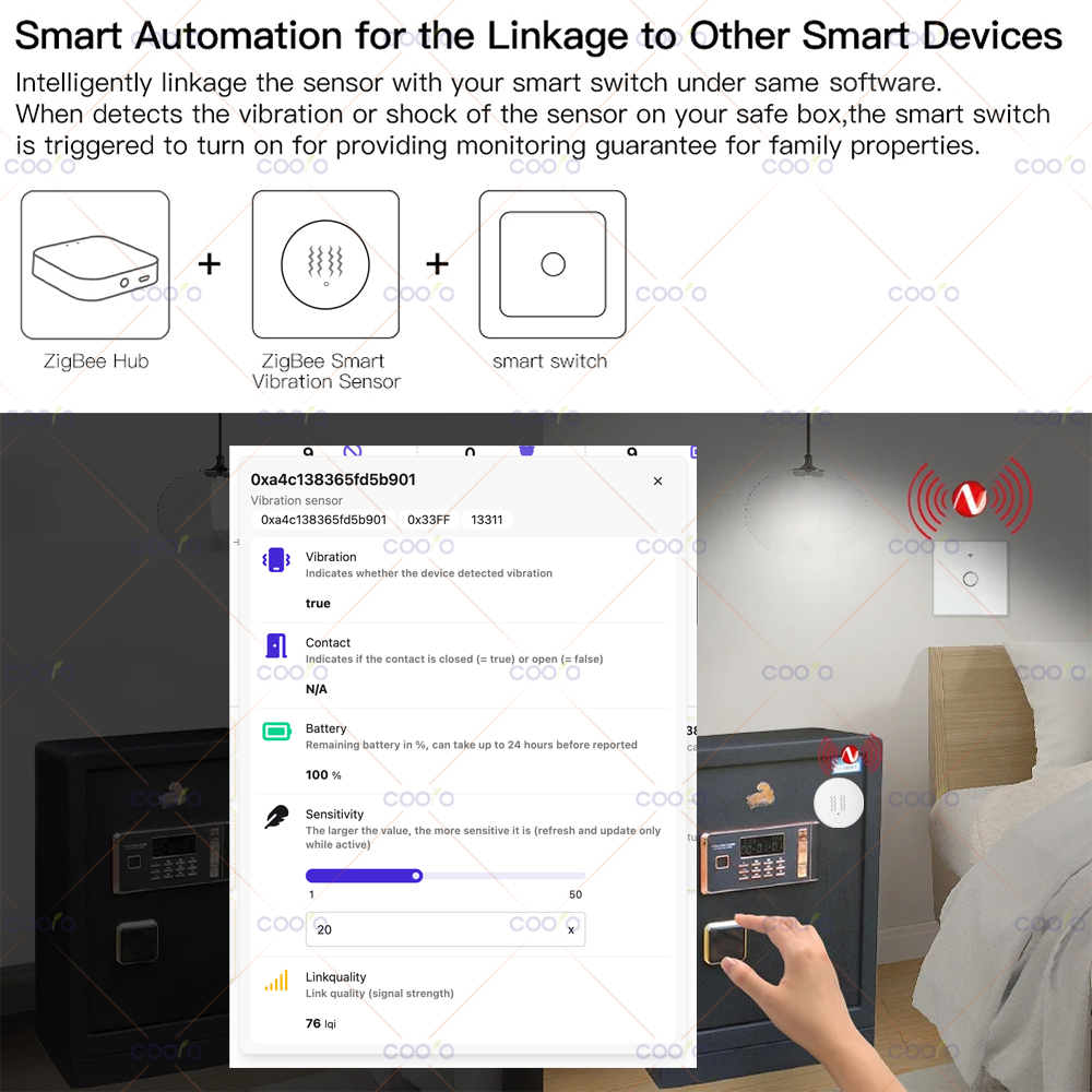 ZigBee 3.0 Vibration Sensor Re - Home Security App avis et prix