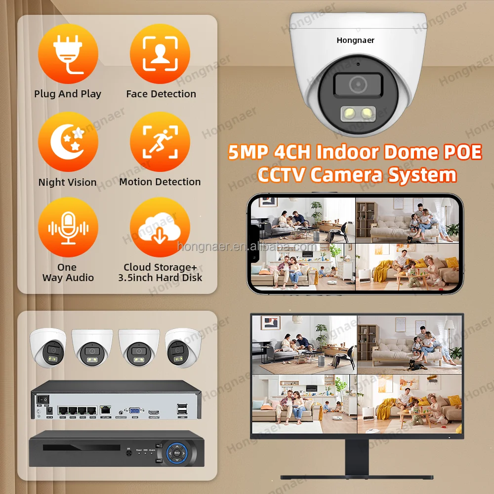 2026 Hongnaer 4MP 5MP 8MP 4CH  - Home Security Systems Wireless avis et prix